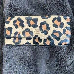 Coach Tan and Black Leopard Print Wallet